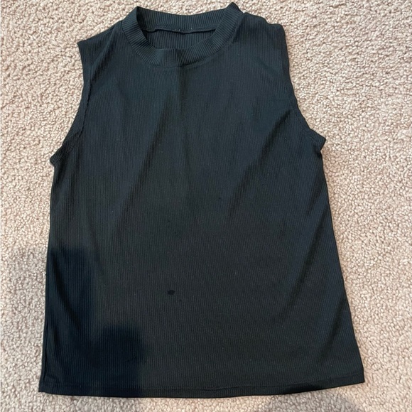 No Brand (Junior) Black Mock Neck Sleeveless Tank Top - Picture 1 of 5